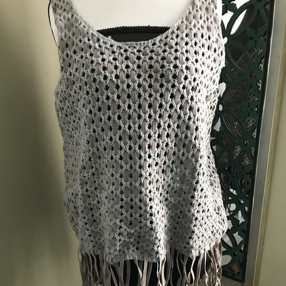 Ya Los Angeles Knit vest w velvety fringes size L - Picture 2 of 6